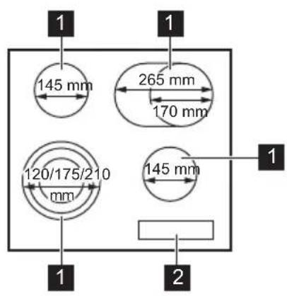 AEG TO64RAA7XB - Agencement des zones de cuisson - 1