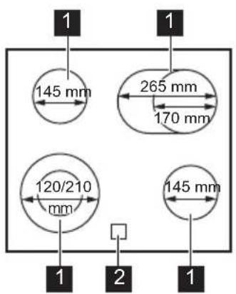 AEG GH646FFX - Oversigt over kogepladens overflade - 1