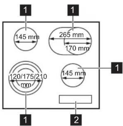 AEG TO64RA07CB - Disposition de las zonas de coccción - 1