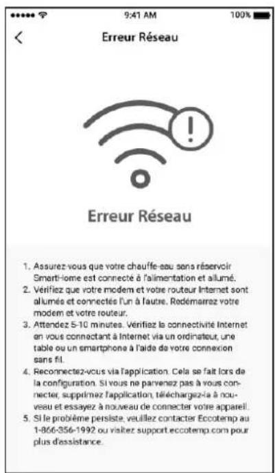 EccoTemp SH22i - Erreur réseau - 3