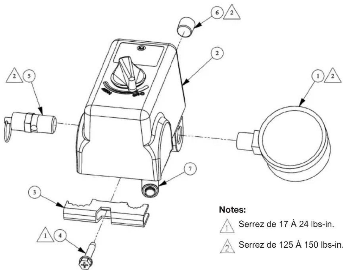 Notes: 1 Serrez de 17 À 24 lbs-in. 2 Serrez de 125 À 150 lbs-in.