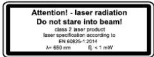 DEXTER MS-SL 8 - Attention: Laser radiation Do not stare into the beam Class 2 laser - 1