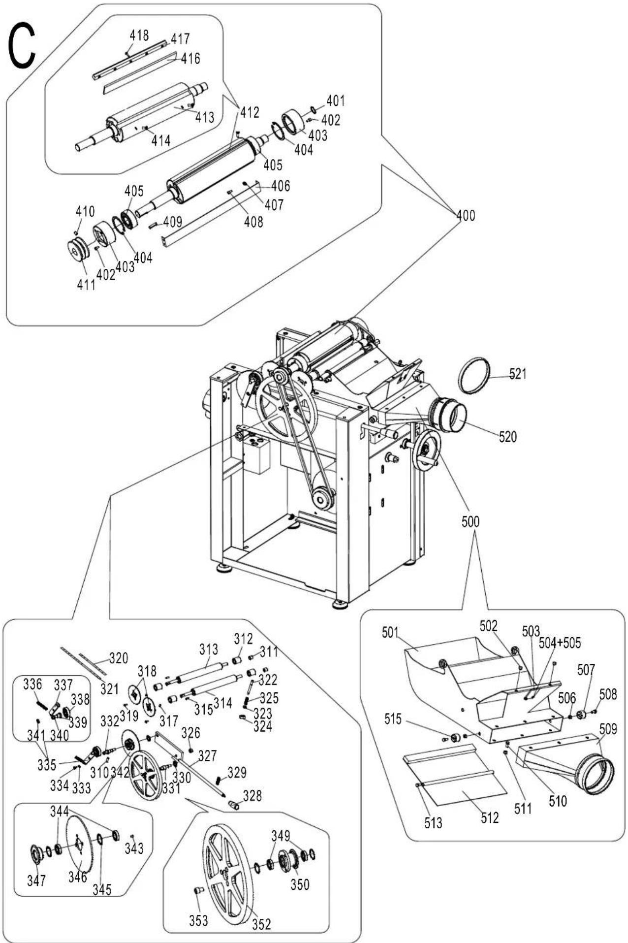 SCHEPPACH Plana 6.1c - Ersatzteilzeichnungen / spare part drawings / les dessins de pièces de rechange / Varaosien piirustukset / Pótalkatrészrajzok / Výkresy náhradních dílů / Výkresy náhradných dielov / Rekeningen van reserveonderdelen Plana 3.1c - 1