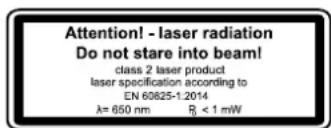 SCHEPPACH HM254MS - Achtung: Laserstrahlung Nicht in den Strahl blicken Laserklasse 2 - 1