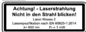 SCHEPPACH HM305SL2 - Pozor: Laserové záření Nedívat se do paprsku Třída laseru 2 - 1