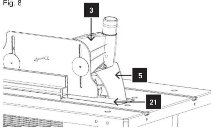 SCHEPPACH FPTS1500 - Montage / démontage du capot de protection de lame et du tuyau d'aspiration (Fig. 7-8) - 4