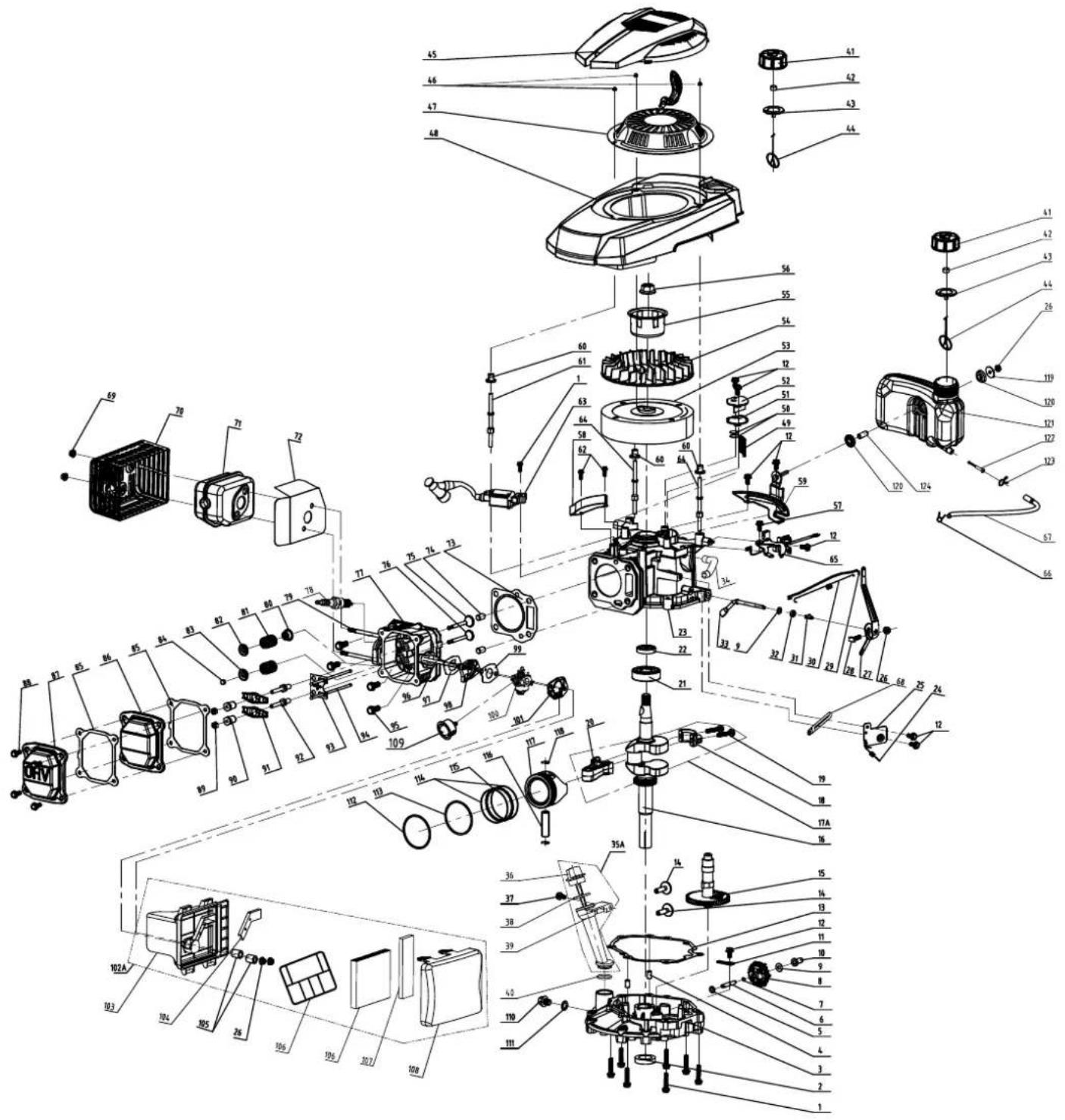 SCHEPPACH MS139-42S - Ersatzteilzeichnung / Spare parts drawing / Pièces détachées dessin - 1