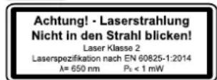 Toolson KGZ2550PRO - Let op! Laserstraling Niet in de straal kijken Laserklasse 2 - 1