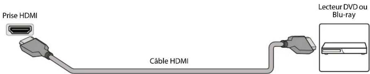 Prise HDMI Câble HDMI Lecteur DVD ou Blu-ray