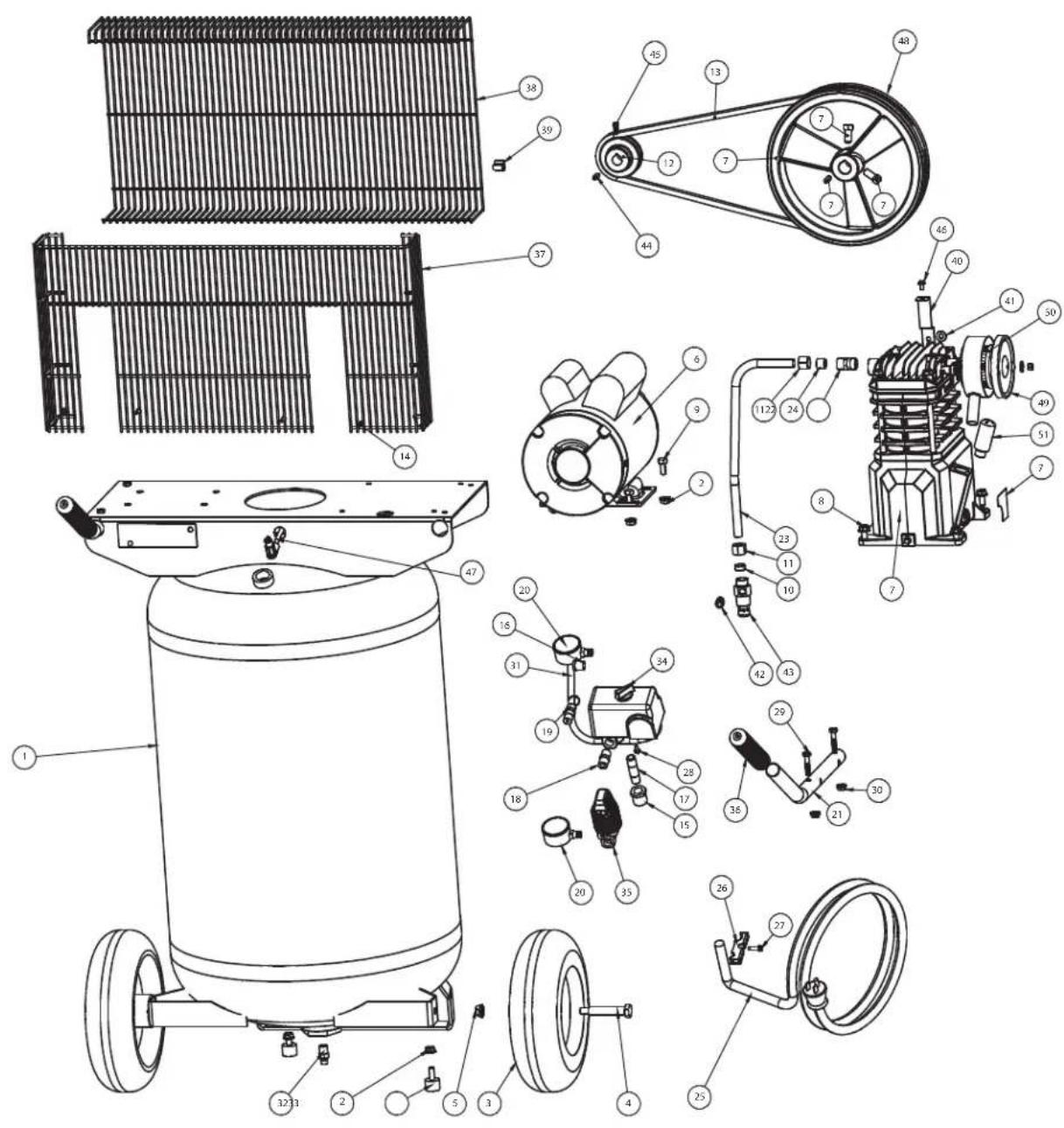 Campbell Hausfeld VT6358 - REPAIR PARTS ILLUSTRATION FOR VT6358 AND VT6367 - 1