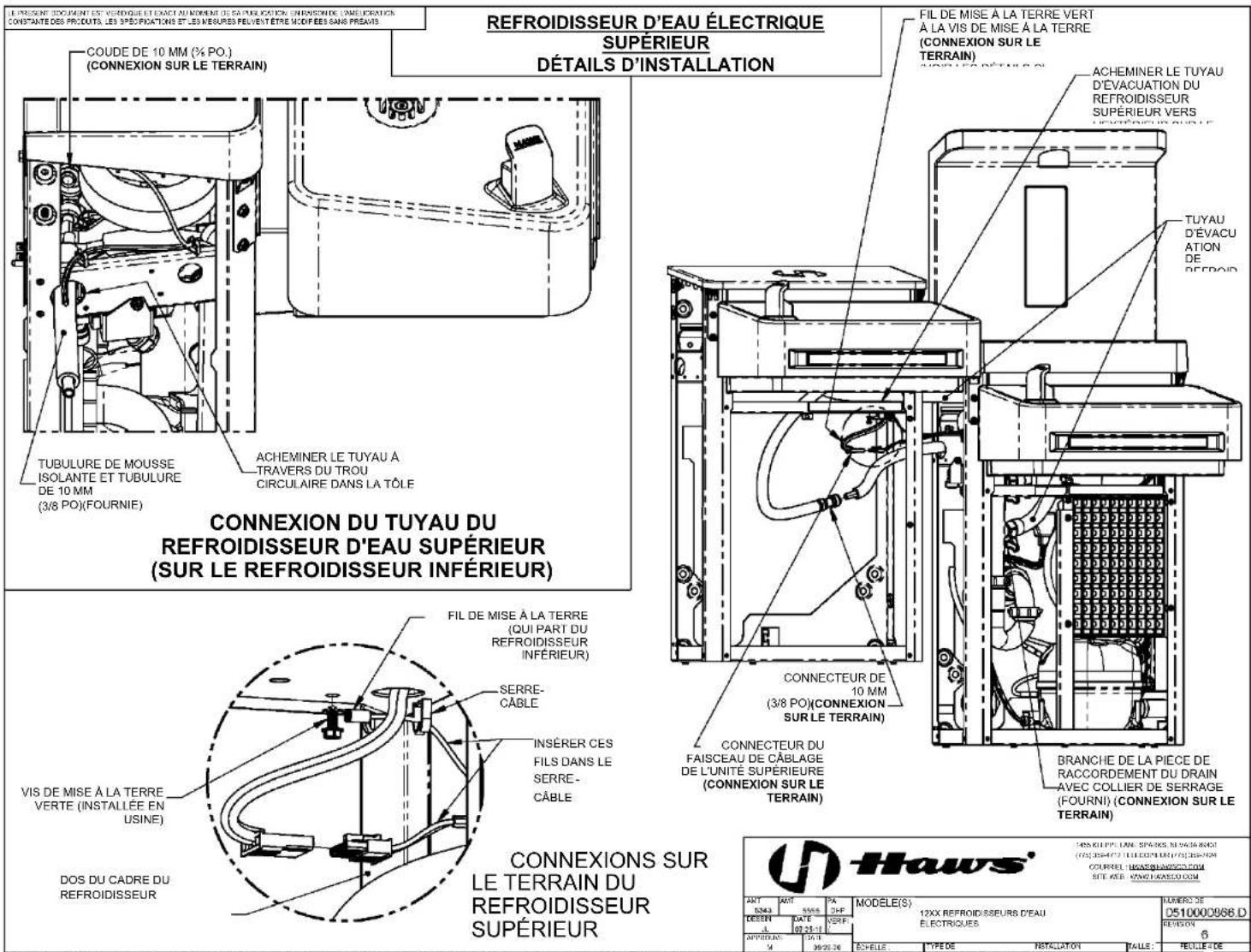 Haws 1211SH - DÉTAILS DE L'INSTALLATION DE L'UNITÉ DE REMPLISSAGE DE BOUTEILLE - 4