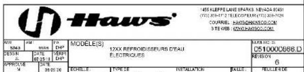 Haws 1211SH - DÉTAILS DE L'INSTALLATION DE L'UNITÉ DE REMPLISSAGE DE BOUTEILLE - 12