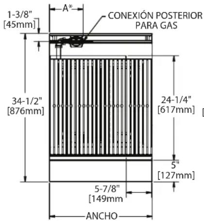 GARLAND G36-BRL - DIMENSIONES Y ESPECIFICACIONES – PARRILLAS continuación - 1