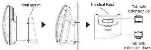 GRANDSTREAM GRP2604 - Installing the phone (Wall Mount \*sold separately): - 1