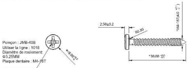 GRANDSTREAM UCM6304A - Spécifications des vis autotaraudeuses: - 1