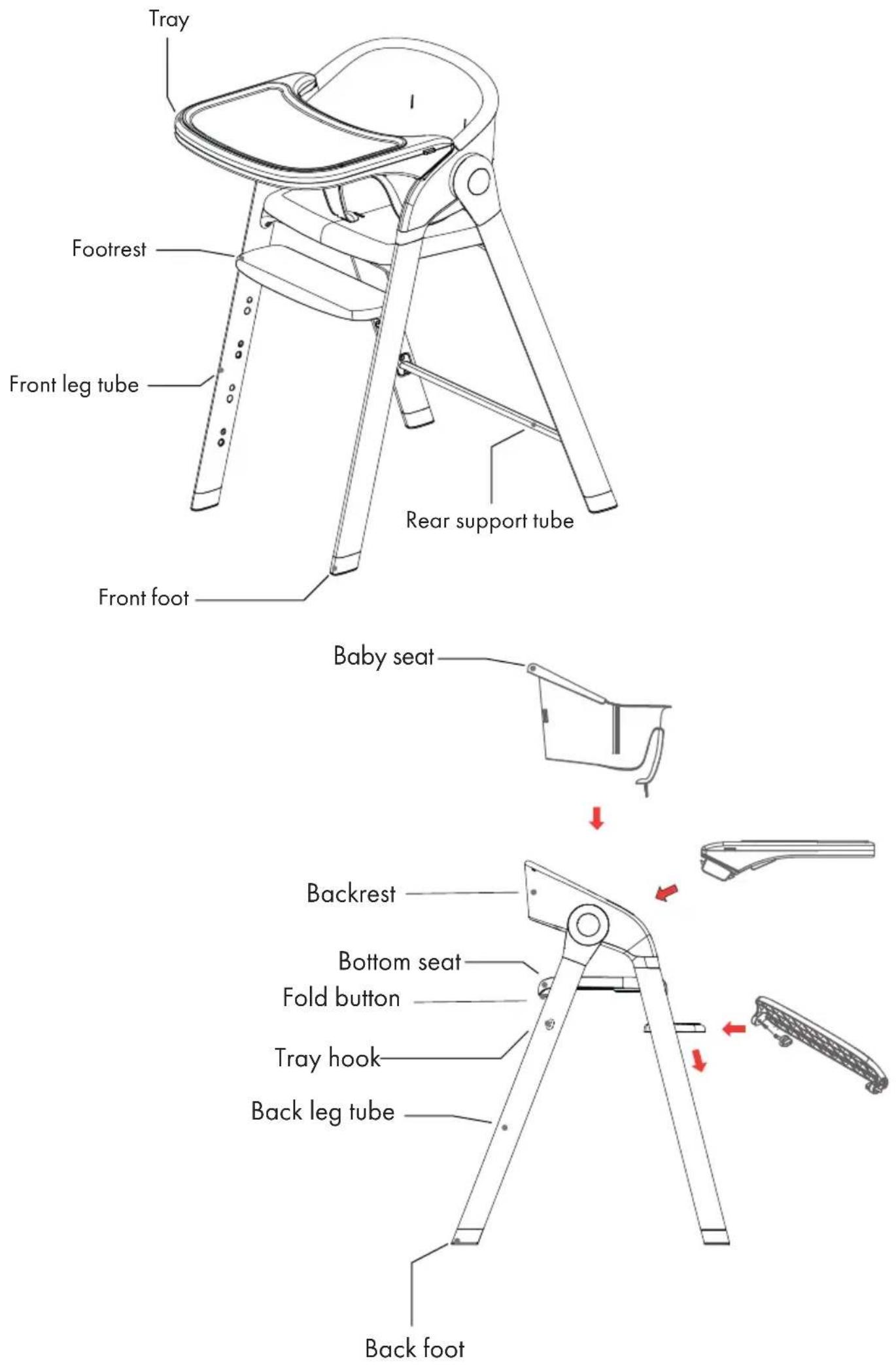 Deryan High Chair - Seat belt length adjustment - 5