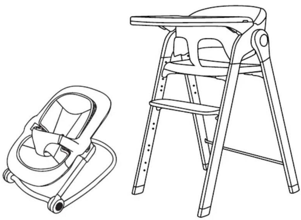 Deryan High Chair - High Chair with Bouncer - 1