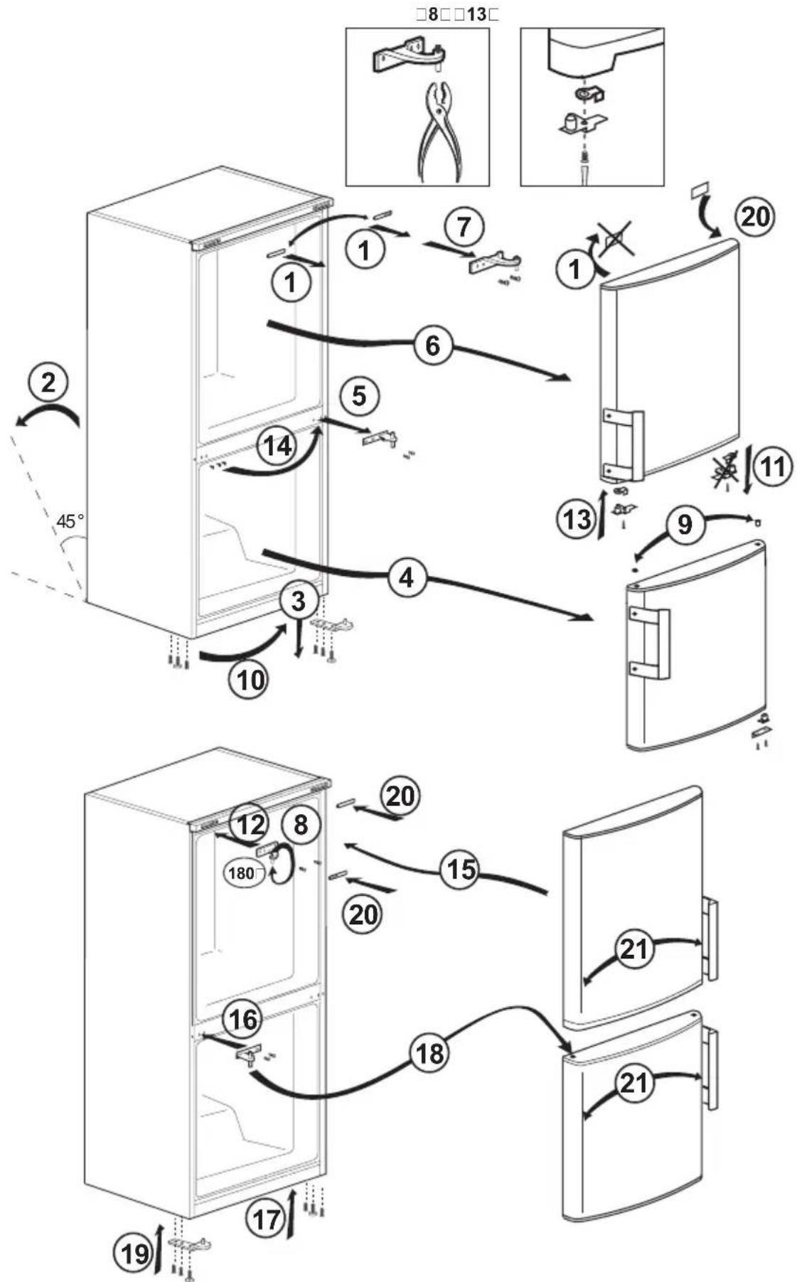 BEKO RCHE430K20DS - Réversibilité des portes - 1