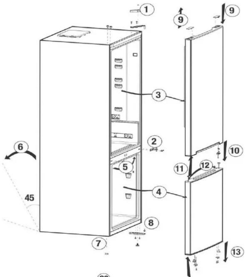 BEKO RCSA420SX - Reversing the doors - 1