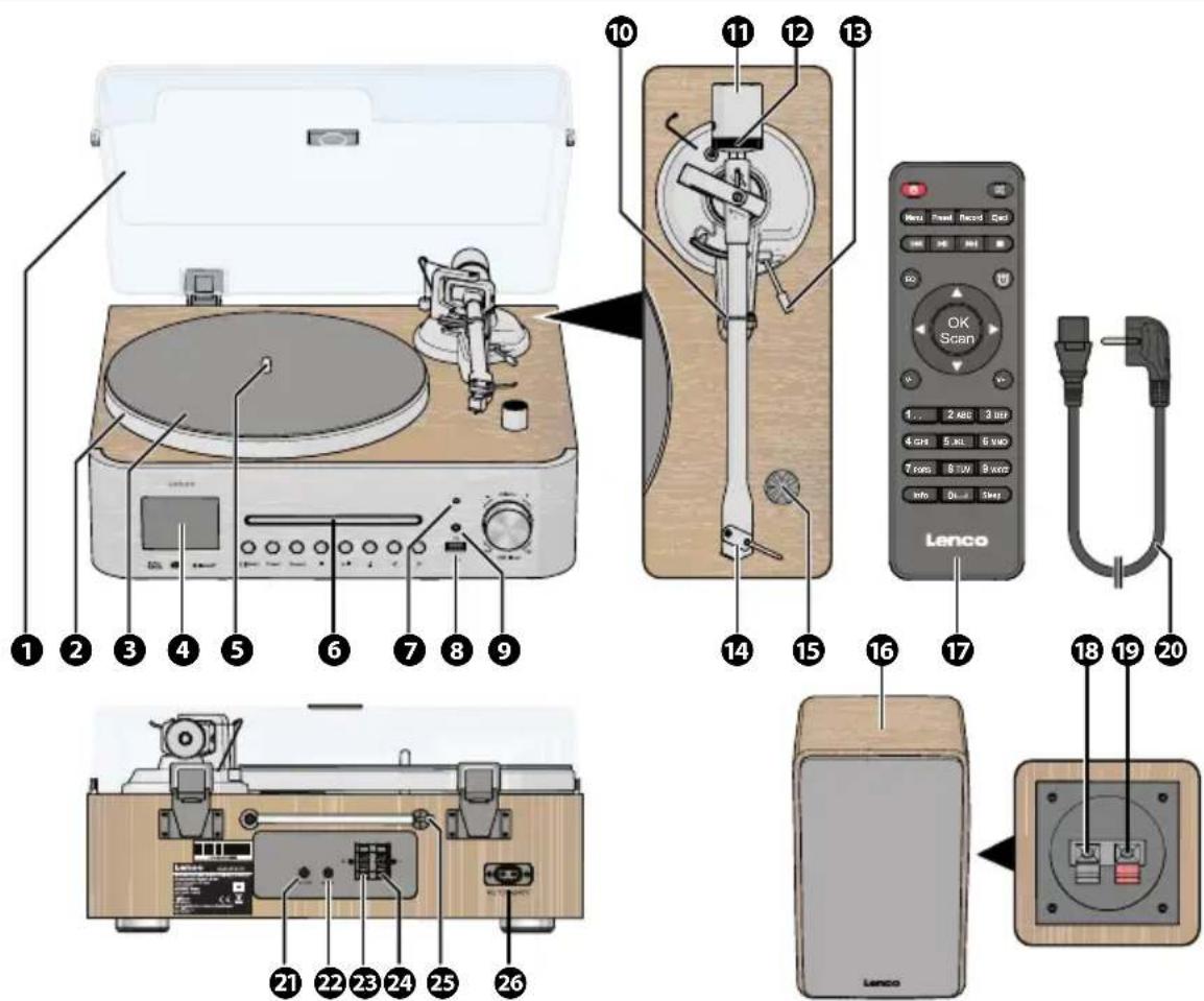 LENCO MC-760 - HiFi set with Internet, DAB+, FM Radio, CD/MP3 Player and Turntable - 2