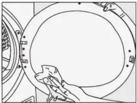 BEKO B3T6823W2 - Pluizenfilter (interne en externe filters) / Reiniging van de binnenzijde van de deur - 6
