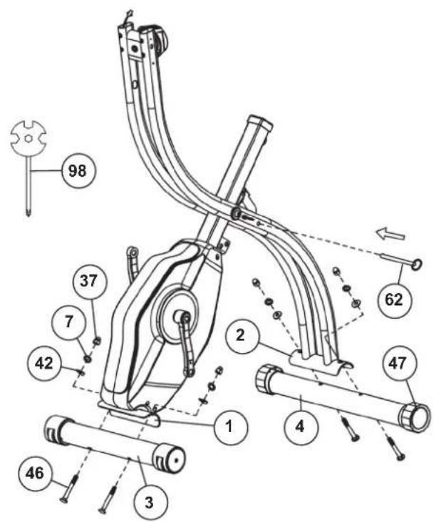 Christopeit Velo Fit - Installez le guidon (11) et le compteur (17) sur le cadre principal (2). - 1