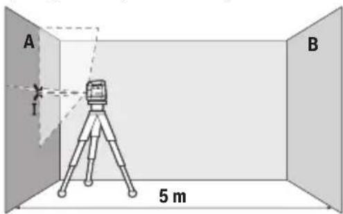BOSCH GLL2XG Professional - Yatay ışın yükseklik hassasiyetinin kontrol edilmesi - 1