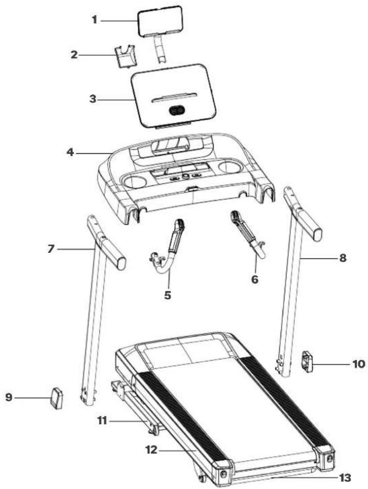 BOWFLEX T6 Treadmill - Onderdeel Aantal Omschrijving - 1