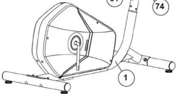 Christopeit CT5 - Montage du tube support (2) sur le cadre de base (1). - 4