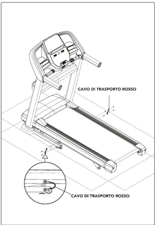 BOWFLEX T8.5J Treadmill - PASSO DI MONTAGGIO PASSO 6 - RIMOZIONE DEI CAVI DI TRASPORTO ROSSI - 1