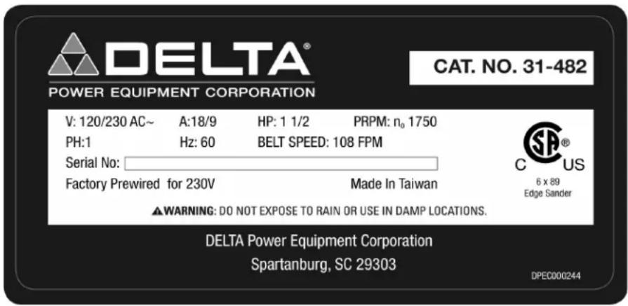 DELTA 31‑482 - FREE WARNING LABEL REPLACEMENT - 1