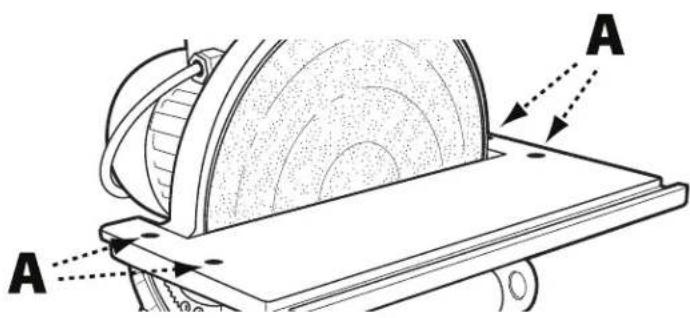 DELTA 31‑140 - ⚠ WARNING: To avoid trapping the work or fingers between the table and sanding disc, the table edge should be positioned a maximum of 1/16" from the sanding disc. - 2