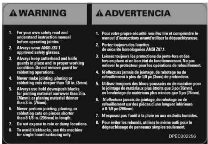 DELTA 37-071 - FREE WARNING LABEL REPLACEMENT - 1