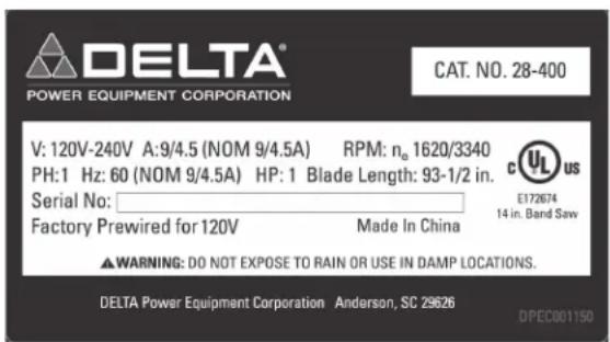 DELTA 28‑400 - REEMPLACEMENT GRATUIT DES ÉTIQUETTES DE MISE EN GARDE - 1
