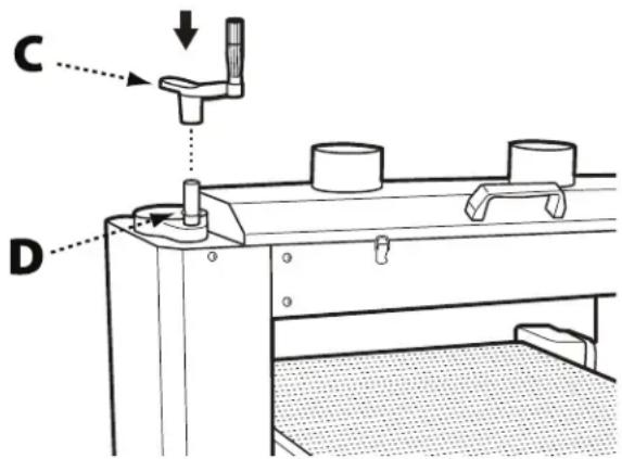 DELTA 31-481 - ASSEMBLE TABLE ELEVATION CRANK AND HANDLE - 1