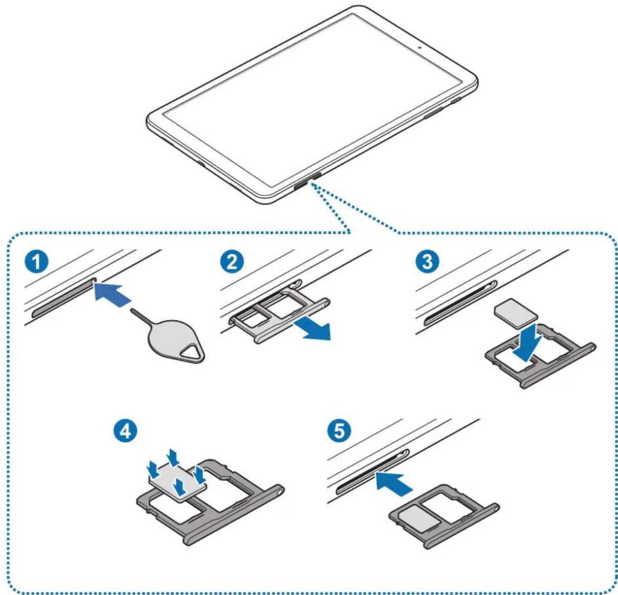 SAMSUNG Galaxy Tab A 10.5 - Installer la carte SIM ou USIM - 3