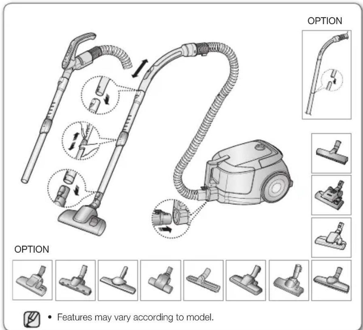 SAMSUNG VC08QVNDCRD/EG - assembling the cleaner - 1