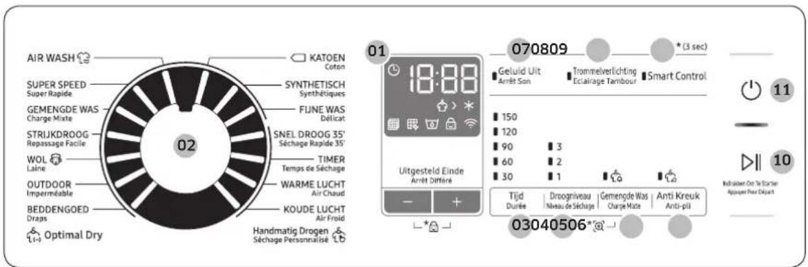 SAMSUNG DV90N8289AW/EN - Panneau de commande - 2