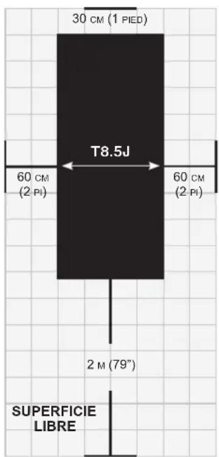 30 CM (1 PIED) T8.5J 60 CM (2 PI) 60 CM (2 PI) 2 M (79") SUPERFICIE LIBRE