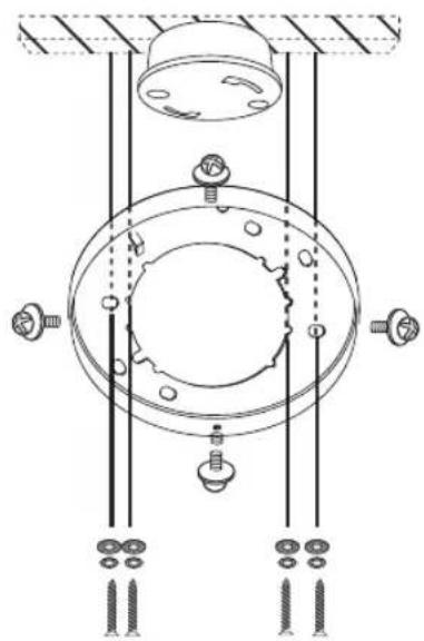 Technical line drawing of a mechanical assembly with bolts and a central circular component (no text or symbols)