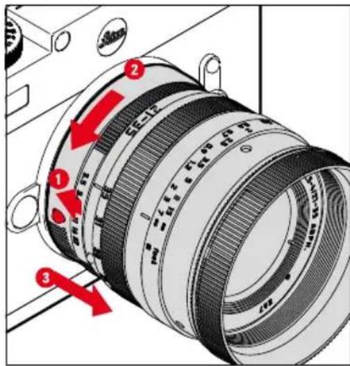 LEICA M EV1 - RETRAIT DE L'OBJECTIF SUR L'ADAPTATEUR - 1