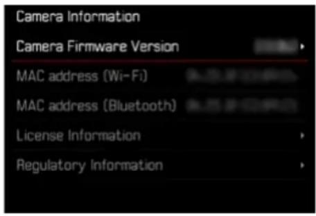 LEICA M EV1 - Pour savoir qu'elle version du firmware est installée - 1