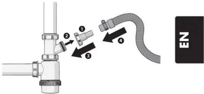 Wisberg WBWM1A3W8DE - CONNECTING THE DISCHARGE HOSE TO A SIPHON - 1