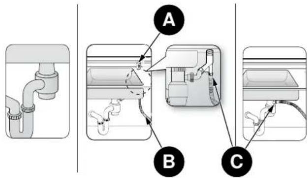 BERTAZZONI DW24T3IPV - RACCORDEMENT DU TUYAU DE VIDANGE - 2