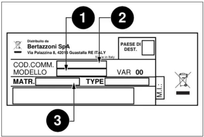 BERTAZZONI FMOD3053WLB1 - IDENTIFICAZIONE DELL'ELETTRODOMESTICO - 1