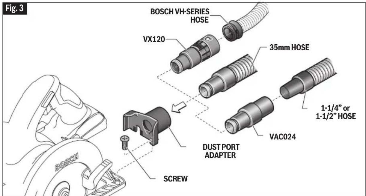 BOSCH CCS180 Professional - CONNECTION TO VACUUM CLEANER / DUST EXTRACTOR - 1