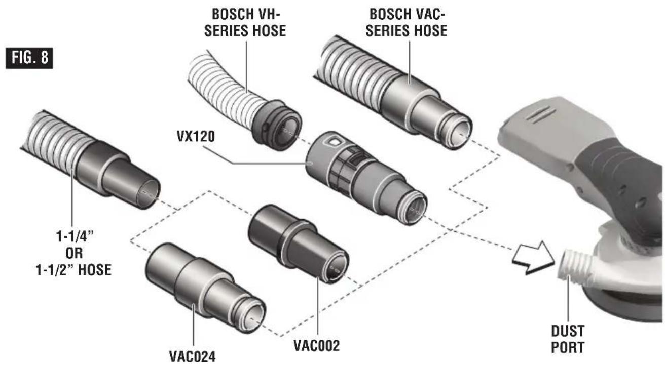 BOSCH GEX 18V-5 Professional - ATTACHING A VACUUM CLEANER - 1