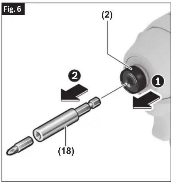 BOSCH GDR 18V-1950 C Professional - To remove an accessory: - 2