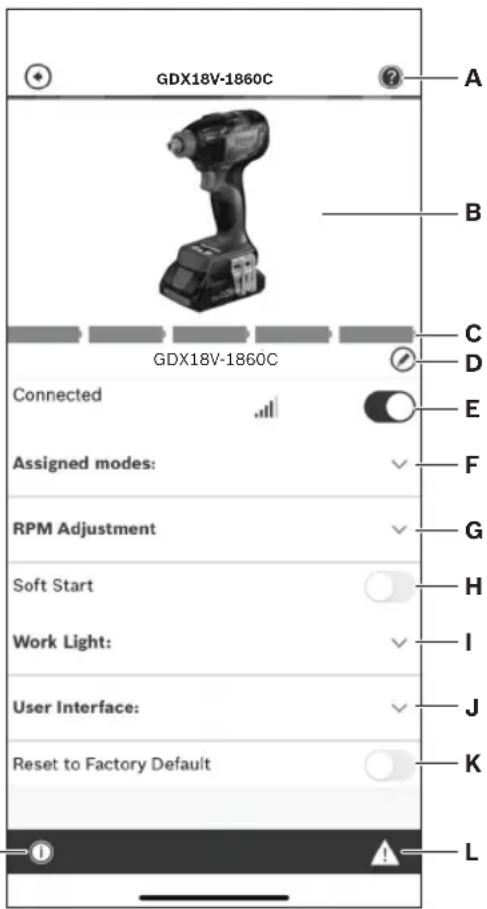 BOSCH GDX 18V-1860 C Professional - Utilización de la aplicación "Bosch Toolbox" - 1