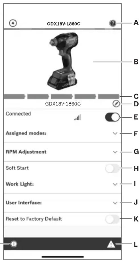 BOSCH GDX 18V-1860 C Professional - Utilisation de l'appli « Bosch Toolbox » - 1
